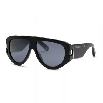 Occhiali da sole uomo Philipp Plein SPP127M60700G - montatura in acetato nera, lenti grigio scuro, 60/13/145 mm