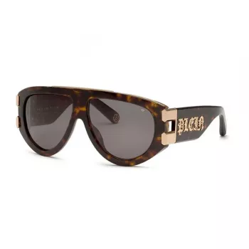 Philipp Plein SPP127V600722 Occhiali da sole uomo, montatura nero lucido, lenti fumé, 60/13/145 mm