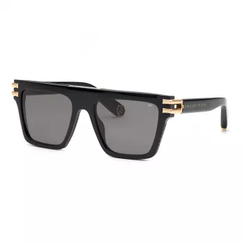 PHILIPP PLEIN occhiali da sole unisex SPP108M560700 - montatura nera, lenti grigie, 56 mm