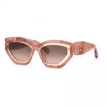 Philipp Plein Occhiali da sole donna SPP099M5506Z8 - Montatura in acetato nera, lenti grigie, 55/18/140 mm