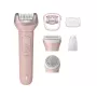 Philips Epilator Series 9000 BRE718/00 Epilatore senza filo per uso bagnato e asciutto con 32 pinzette, dischi in ceramica, Opti-Light, 2 velocità, batteria agli ioni di litio, 40 min di autonomia, incl. testina Optimal Contact, testina per zone sensibili, guanto esfoliante