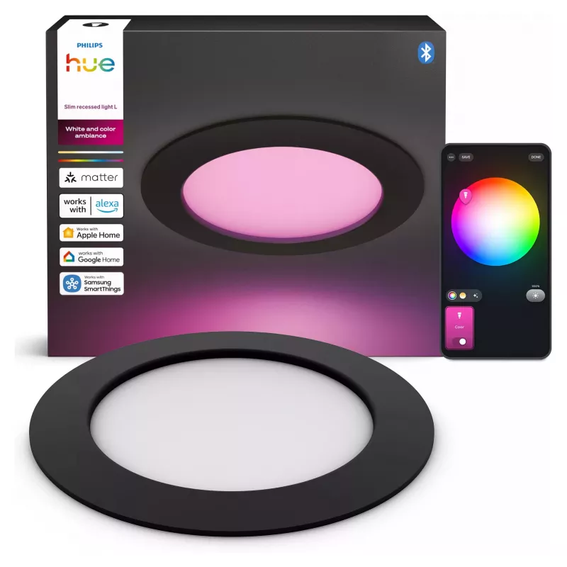 Philips Hue White & Color Ambiance Faretto incassato slim L EMEA-Black