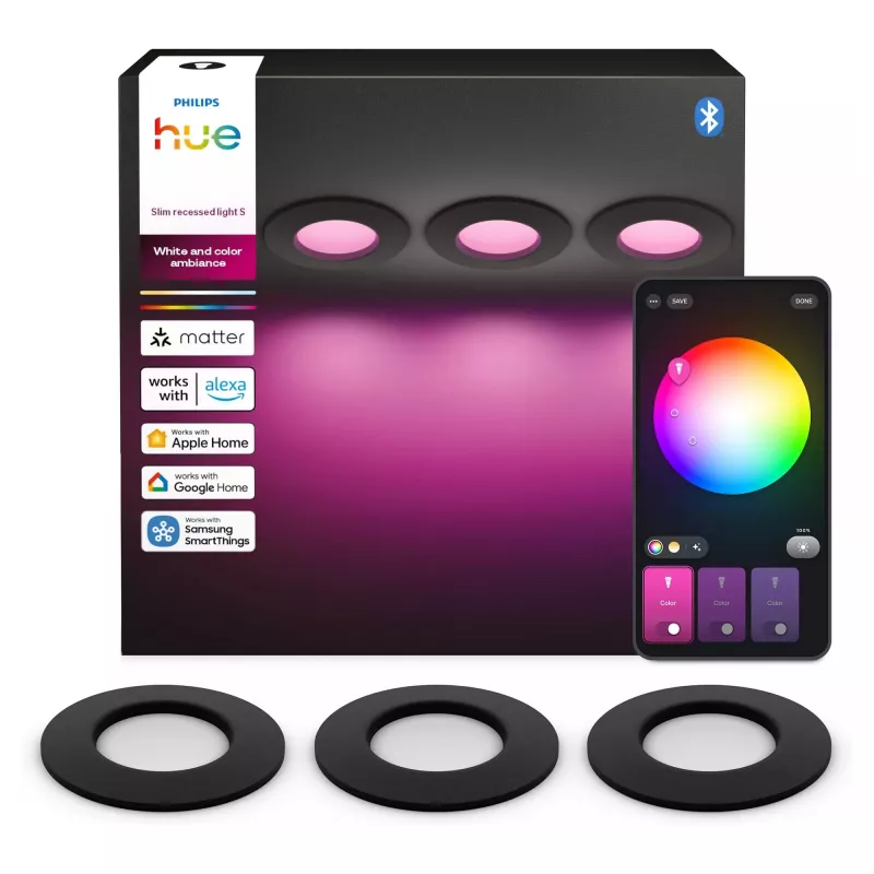 Philips Hue White & Color Ambiance Slim Recessed Light S x3 - nero