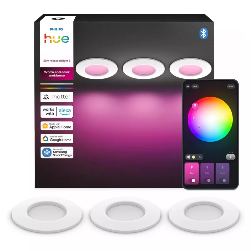 Philips Hue White & Color Ambiance Slim Recessed Light S x3 - bianco