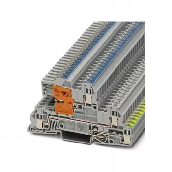 Phoenix 3076028 UTI 2,5-PE/L/NT blocco morsetti di installazione a 3 piani, collegamento a vite, 2,5 mm², 400 V, 24 A, montaggio su guida DIN, grigio