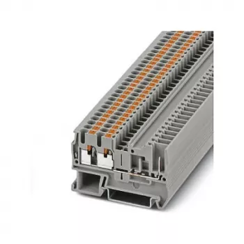 Phoenix Contact PT 2,5-TWIN/1P morsetto passante push-in, grigio, 24A, 500V, montaggio su guida DIN, 26-12 AWG, 3 connessioni
