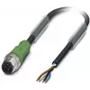 Phoenix Contact SAC-4P-M12MS/ 3,0-PUR Cavo sensore/attuatore, connettore M12 diritto a estremità aperta, 4 poli codifica A, 3 m PUR nero-grigio