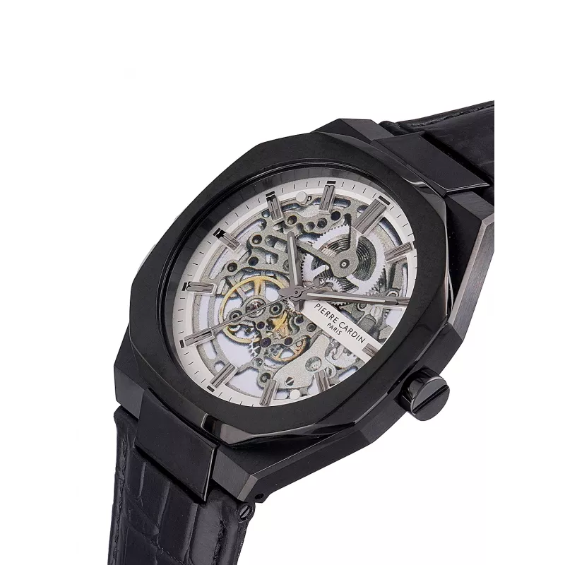 Pierre Cardin Orologio uomo al quarzo analogico CF.1002.LB.1 42mm quadrante nero cinturino in pelle