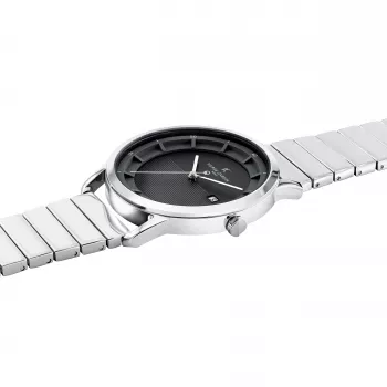 Pierre Cardin Orologio uomo al quarzo analogico CLC.6006 - Cassa in acciaio inox 43mm cinturino in pelle nera