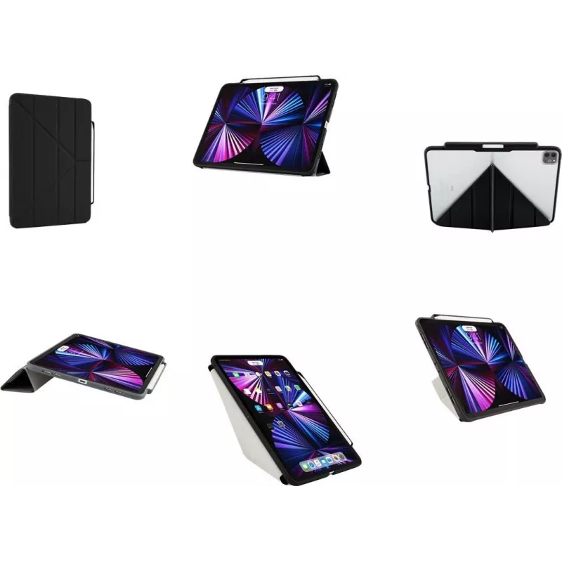 Pipetto Origami No3 Astuccio per penna per iPad Pro 11 (1ª/2ª/3ª/4ª gen.) Nero