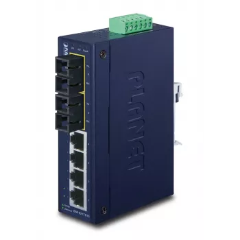 PLANET ISW-621TS15 switch Fast Ethernet industrial unmanaged L2 con 4x 10/100 + 2x 100Base-FX SC multi-mode, montaggio su guida DIN/parete, da -40 a 75 °C