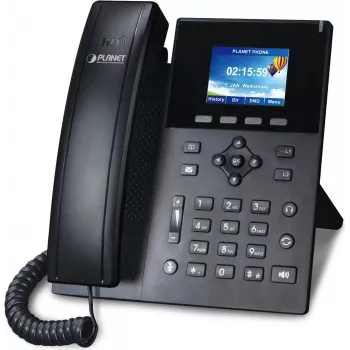 PLANET VIP-1260PT Telefono IP PoE a colori ad alta risoluzione con telecamera 3MP, LCD 6 righe, nero