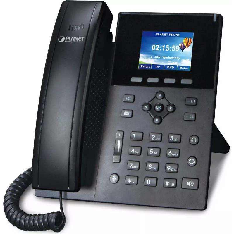 PLANET VIP-1260PT Telefono IP PoE a colori ad alta risoluzione con telecamera 3MP, LCD 6 righe, nero