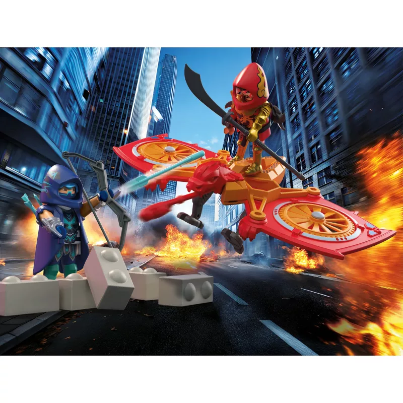 Playmobil 71833 Heroes: drone degli eroi contro il ninja malvagio