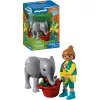 Playmobil 72092 Animals & Friends Zoo: Elefantino e guardiano dello zoo
