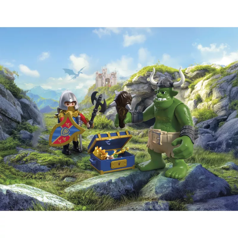 PLAYMOBIL Knights 72116 Troll con tesoro del cavaliere leone