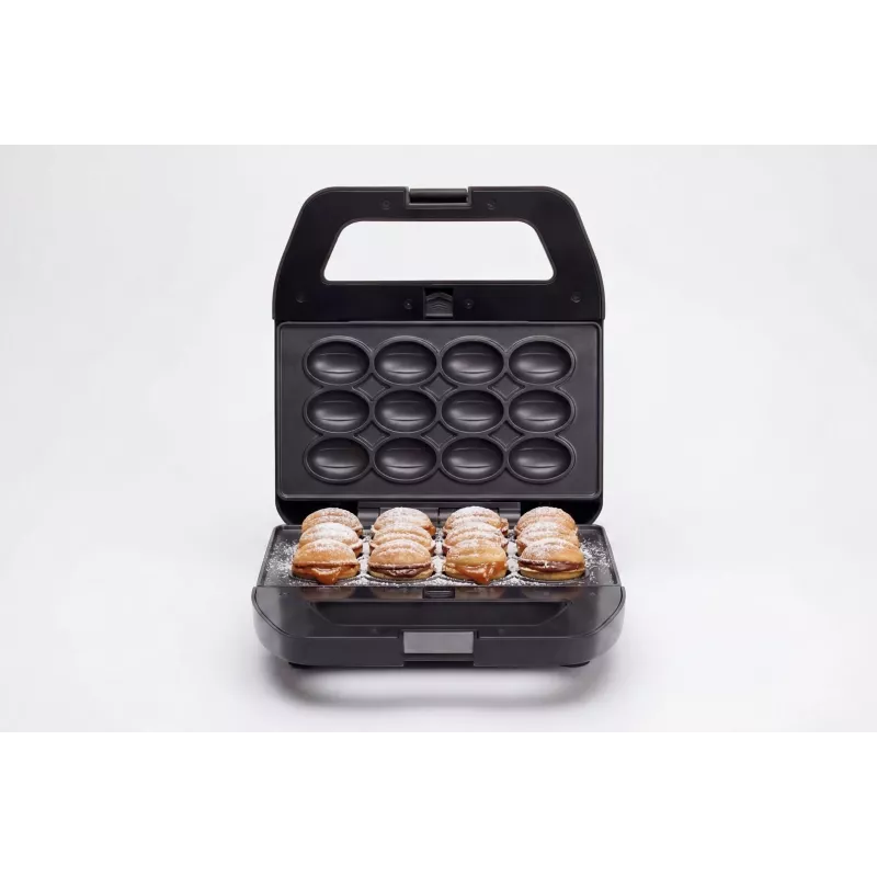 PMS 4-in-1 MELTO sandwich maker con piastre intercambiabili per sandwich, waffle, grill, biscotti/noci, 800 W, nero/argento