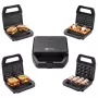 PMS 4-in-1 MELTO sandwich maker con piastre intercambiabili per sandwich, waffle, grill, biscotti/noci, 800 W, nero/argento