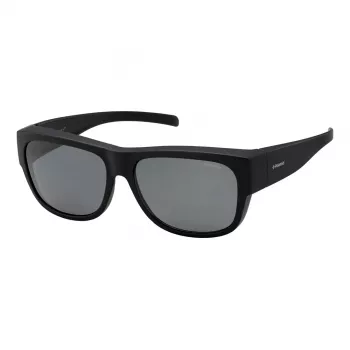 Polaroid Ancillaries PLD9003SDL5 Occhiali da sole unisex rettangolari - Montatura nera opaca, lenti polarizzate grigie