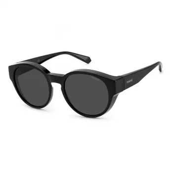 Occhiali da sole rettangolari unisex Polaroid Ancillaries PLD9017S08A - montatura nera lenti polarizzate grigie