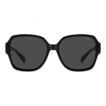 Polaroid Ancillaries PLD9021S807 Occhiali da sole rettangolari unisex - montatura nera, lenti grigie polarizzate