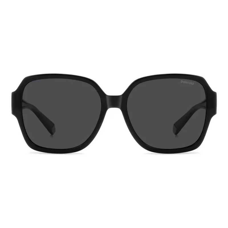 Polaroid Ancillaries PLD9021S807 Occhiali da sole rettangolari unisex - montatura nera, lenti grigie polarizzate