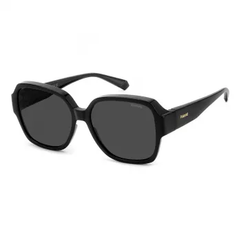 Polaroid Ancillaries PLD9021S807 Occhiali da sole rettangolari unisex - montatura nera, lenti grigie polarizzate