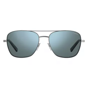 Occhiali da sole rettangolari uomo Polaroid PLD2068SX6LB5 con lenti polarizzate, nero/grigio, 58 mm
