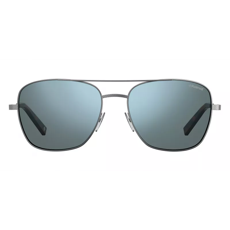 Occhiali da sole rettangolari uomo Polaroid PLD2068SX6LB5 con lenti polarizzate, nero/grigio, 58 mm