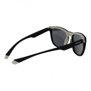 Polaroid PLD2133S08AM9 Unisex Occhiali da sole rettangolari - Montatura nera, lenti grigie polarizzate, 56 mm