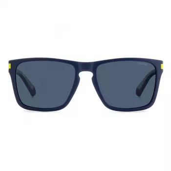 Occhiali da sole rettangolari unisex Polaroid PLD2139SFLL - montatura nera lenti grigie 56mm