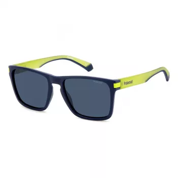 Occhiali da sole rettangolari unisex Polaroid PLD2139SFLL - montatura nera lenti grigie 56mm