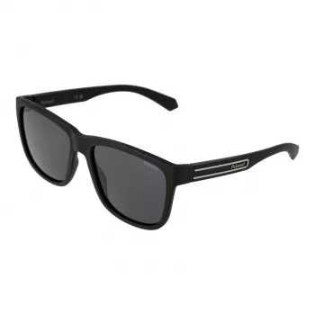 Polaroid PLD2155S57003 Occhiali da sole uomo rettangolari - montatura nera, lenti grigie polarizzate