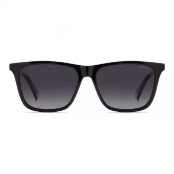 POLAROID PLD4190S807 occhiali da sole rettangolari uomo - montatura nera lenti grigie polarizzate 56mm
