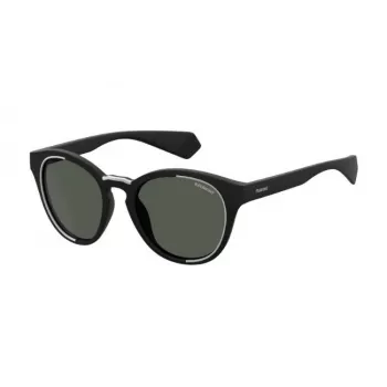 Polaroid PLD6065S807 Occhiali da sole unisex rettangolari - montatura nera, lenti grigie polarizzate, 52 mm