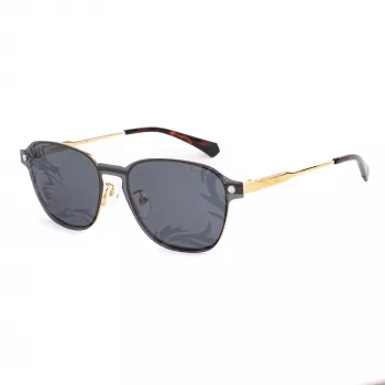 POLAROID PLD6119GCSJ5G Occhiali da sole rettangolari unisex - montatura Havana, lenti polarizzate grigie, 53 mm