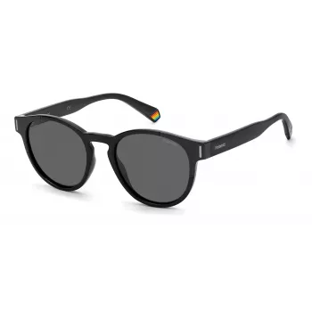 Occhiali da sole rettangolari unisex Polaroid PLD6175S807M9 - montatura nera lenti polarizzate grigie 51mm