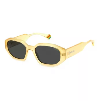 Occhiali da sole donna Polaroid PLD6189S40G design square - montatura havana, lenti marroni polarizzate - 55/18/140 mm