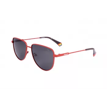 POLAROID PLD6196SX0Z3 Occhiali da sole unisex squadrati - montatura nera lenti polarizzate grigie 56mm