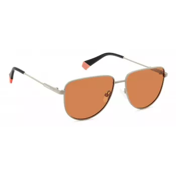 Polaroid PLD6196SX2M8F Occhiali da sole quadrati unisex - montatura havana, lenti TAC polarizzate marroni, 56mm