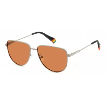 Polaroid PLD6196SX2M8F Occhiali da sole quadrati unisex - montatura havana, lenti TAC polarizzate marroni, 56mm