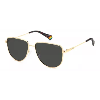 POLAROID PLD6196SXJ5G Occhiali da sole unisex rettangolari - montatura nera, lenti grigie polarizzate, 56 mm