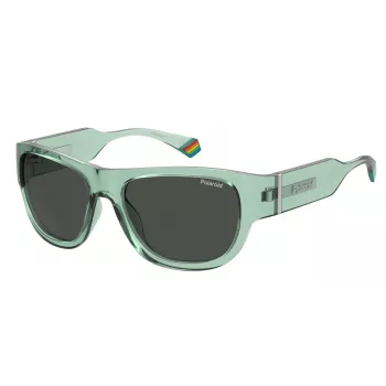 Occhiali da sole Polaroid PLD6197SMC1ED unisex quadrati - montatura nera lenti grigie polarizzate 55mm