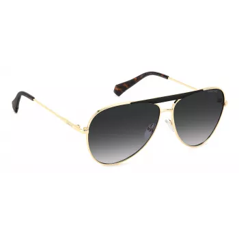 Polaroid PLD6200SXRHLG Occhiali da sole unisex rettangolari - Montatura nera lenti polarizzate grigie 61mm