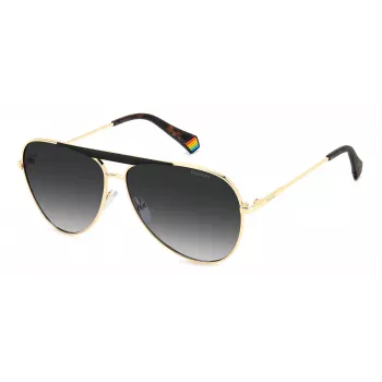 Polaroid PLD6200SXRHLG Occhiali da sole unisex rettangolari - Montatura nera lenti polarizzate grigie 61mm
