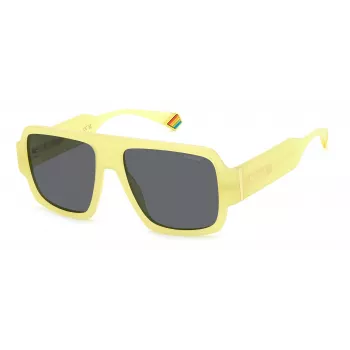 Occhiali da sole Polaroid PLD6209SX40G unisex rettangolari - montatura havana, lente TAC verde polarizzata, UV400