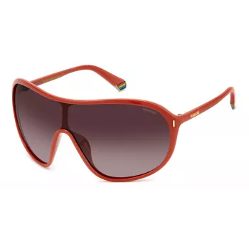 POLAROID PLD6216SL7Q Occhiali da sole unisex - Montatura nera, lenti polarizzate grigie, forma a scudo