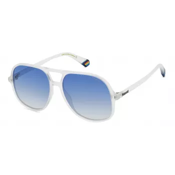 POLAROID PLD6217S2M4 Occhiali da sole unisex rettangolari - Montatura nera lenti grigie 57mm