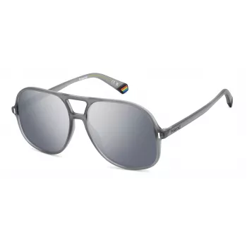 POLAROID PLD6217SRIW Occhiali da sole unisex - montatura nera, lenti grigie polarizzate, 57 mm
