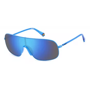 POLAROID PLD6222SMVU Occhiali da sole unisex rettangolari - montatura nera, lenti grigie polarizzate, 99 mm